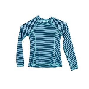 Lands' End Rash Guard Swim Shirt‎ Striped Thumb Holes Long Sleeve Size M
